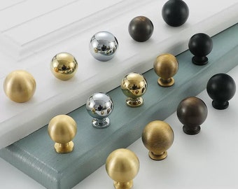 Boutons sphériques en laiton poignées de tiroir en laiton MCM bouton d'armoire boule Nickel boutons de tiroir poignées de commode or noir argent chrome matériel Lynns