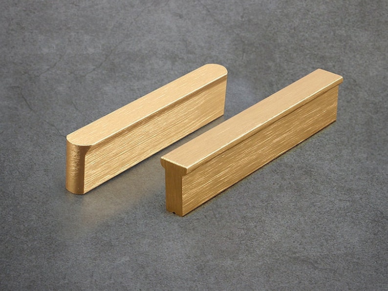 Mid Century Pulls Brushed Gold Brass Handle Pulls Etsy