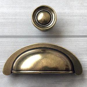 3-1/8" Cup Pull Dresser Drawer Pulls Handles Knobs Kitchen Cabinet Pulls Handle Knob Antique Bronze Bin Handles 80 mm Lynns Hardware 3.15"