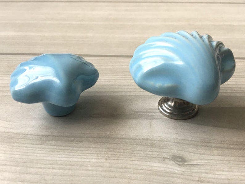 Shell Knob Drawer Knobs Kids Dresser Knob Blue White Yellow Etsy