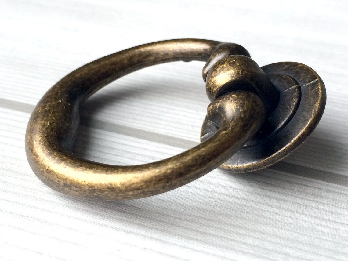 4 Drop Ring Dresser Knobs Rings Bail Drawer Pull Handles Etsy
