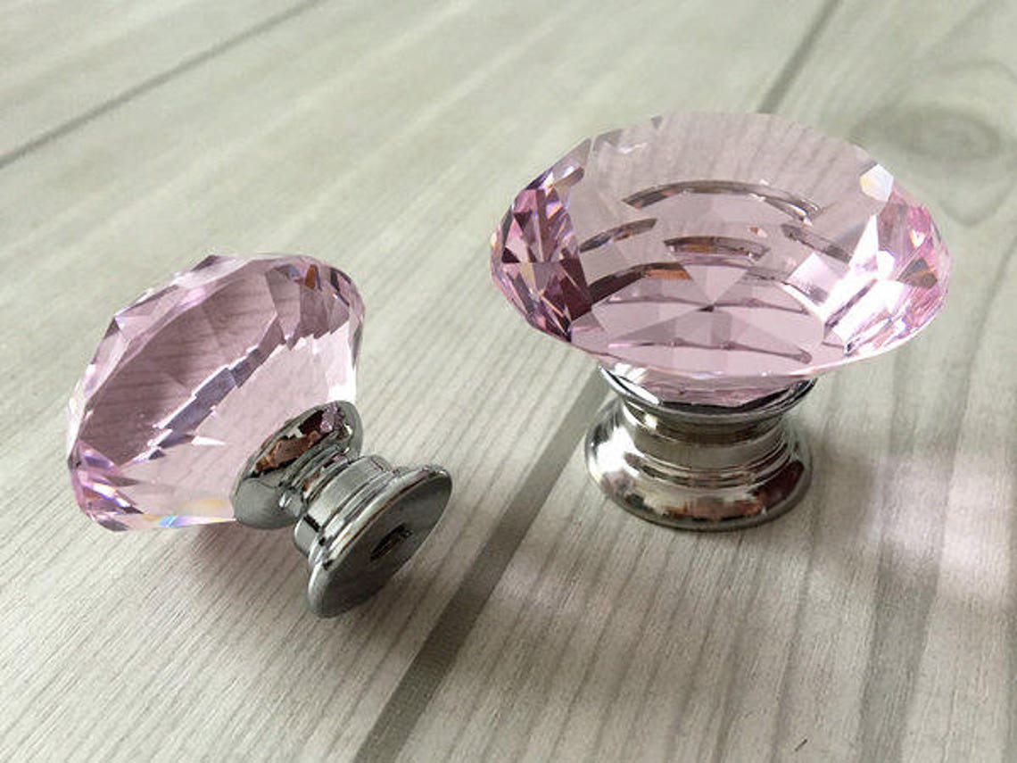 Pink Knob Knobs Glass Knobs Crystal Knob Dresser Knob Drawer Etsy