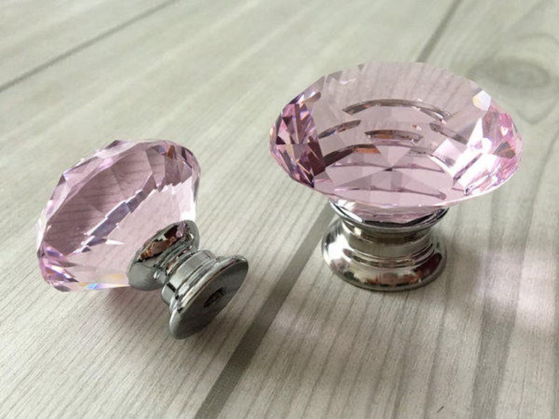 Pink Knob Knobs Glass Knobs Crystal Knob Dresser Knob Drawer Etsy