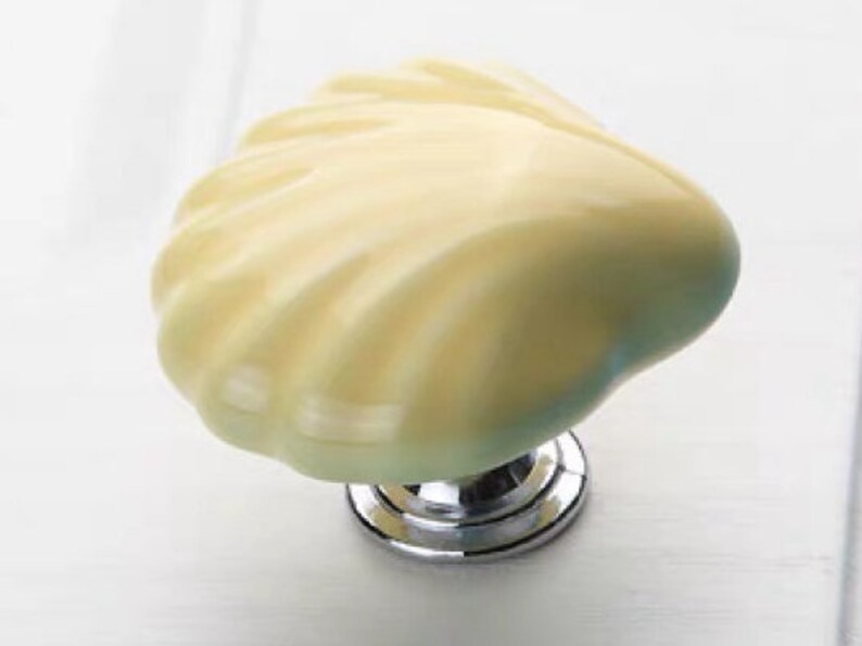 Large Drawer Knobs Shell Dresser Knob White Blue Yellow Pink Etsy