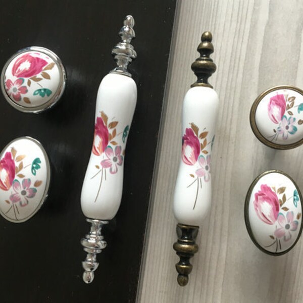 3" Floral Drawer Pulls Cabinet Door Handle Pull Dresser Drawer Pull Handles Pulls Knobs Rustic Kitchen Cupboard Door Lynns Hardware 76 mm