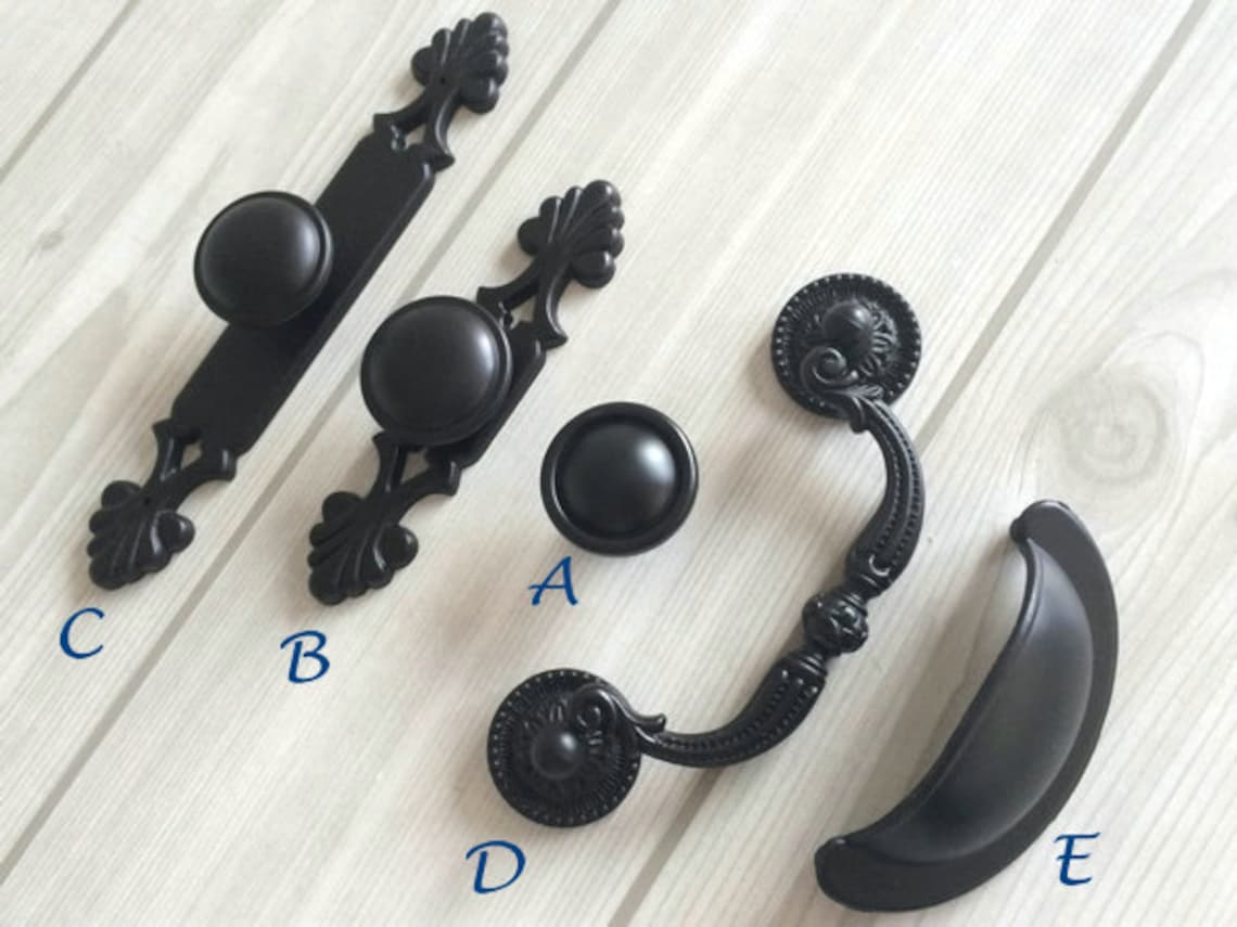 Black Dresser Knobs / Drawer Knob Bail Pulls Handles Back Etsy
