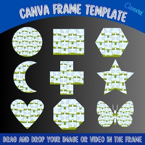 Design Your Own Editable Canva Frame Template, Heart Photo Collage, Drag&Drop Editable Puzzle  Canva Frames, Individual Pieces