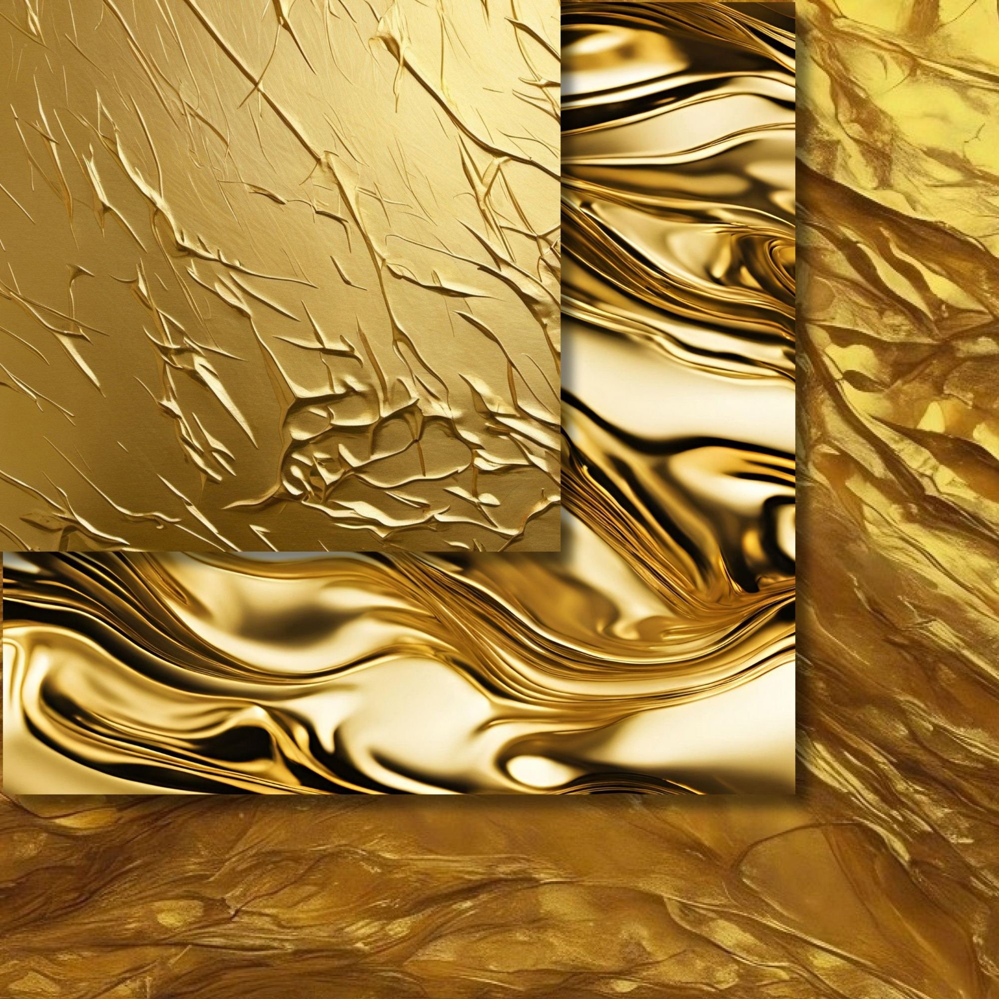 Gold Texture Digital Paper Pack, 35 Metallic Backgrounds, Gold Foil ...