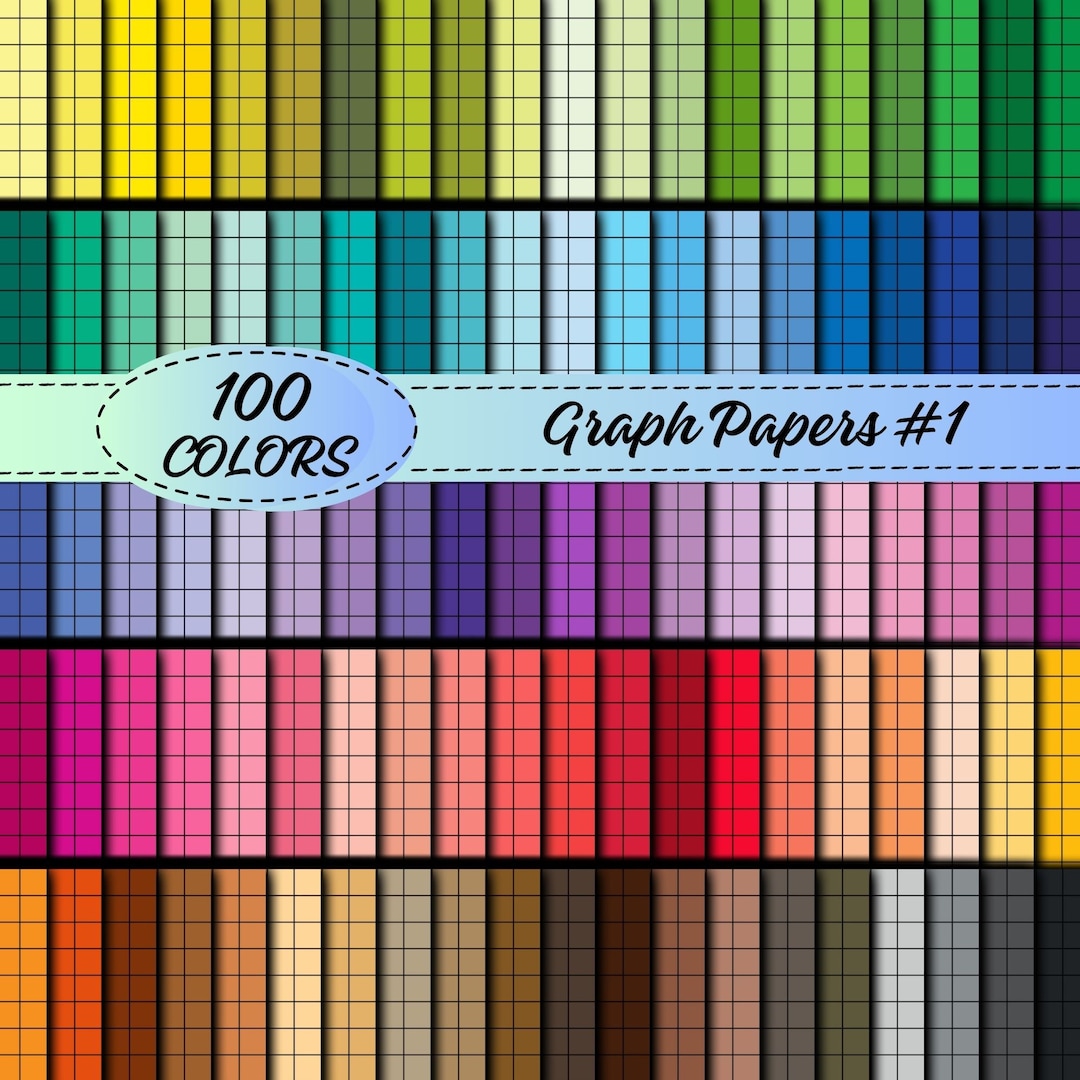 Graph Notebook Digital Paper Set #1, 100 Grid, Graph Patterns, Seamless ...