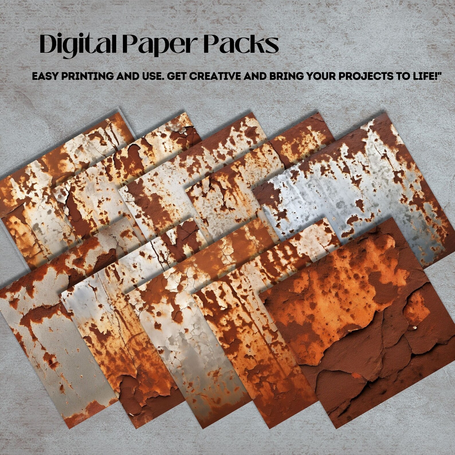 Rusty Metal Digital Paper Pack, Rusty Steel Backgrounds, Vintage ...