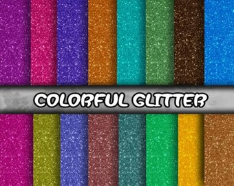 Glitter Digital Paper Pack - Colorful Glitter Texture Background - Colorful Glitter Scrapbooking  Paper -Instant Download- Commercial Use