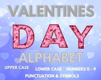 Valentines Alphabet Letters PNG Files, Heart Shape Upper Case And Lower Case Letters, Numbers, Punctuation and Symbols, Instant Download