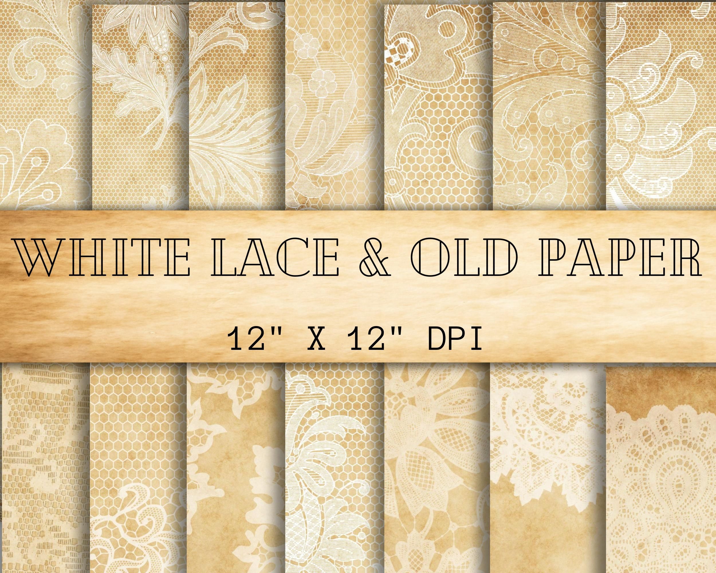 White Lace Old Paper Digital Paper Pack - Vintage Lace and Paper ...