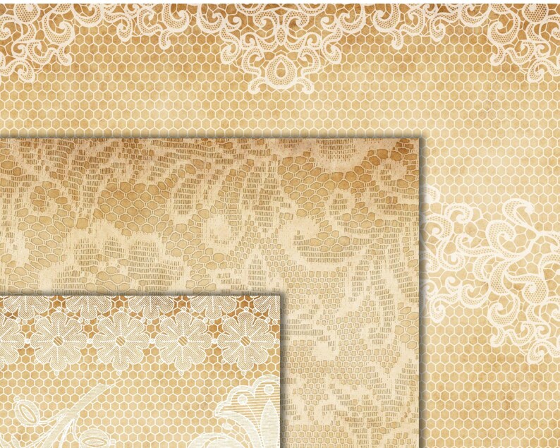 White Lace Old Paper Digital Paper Pack - Vintage Lace and Paper ...