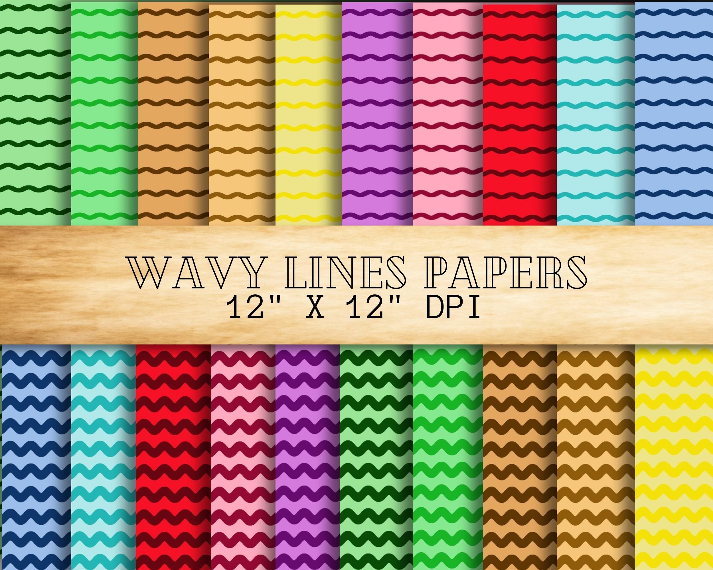 Wavy Lines Digital Paper: Colorful Scrapbook Backgrounds (instant ...