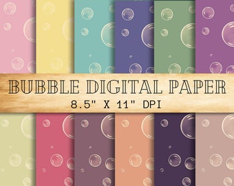 Bubbles Digital Paper, Soap Bubbles pattern Digital Paper 8.5 X 11 Inches, Digital Bubbles, Pastel Background, Retro Colors,Instant Download