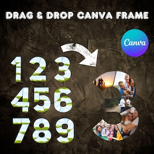 Editable Numbers Photo Collage Template | Digital Printable Digits ...