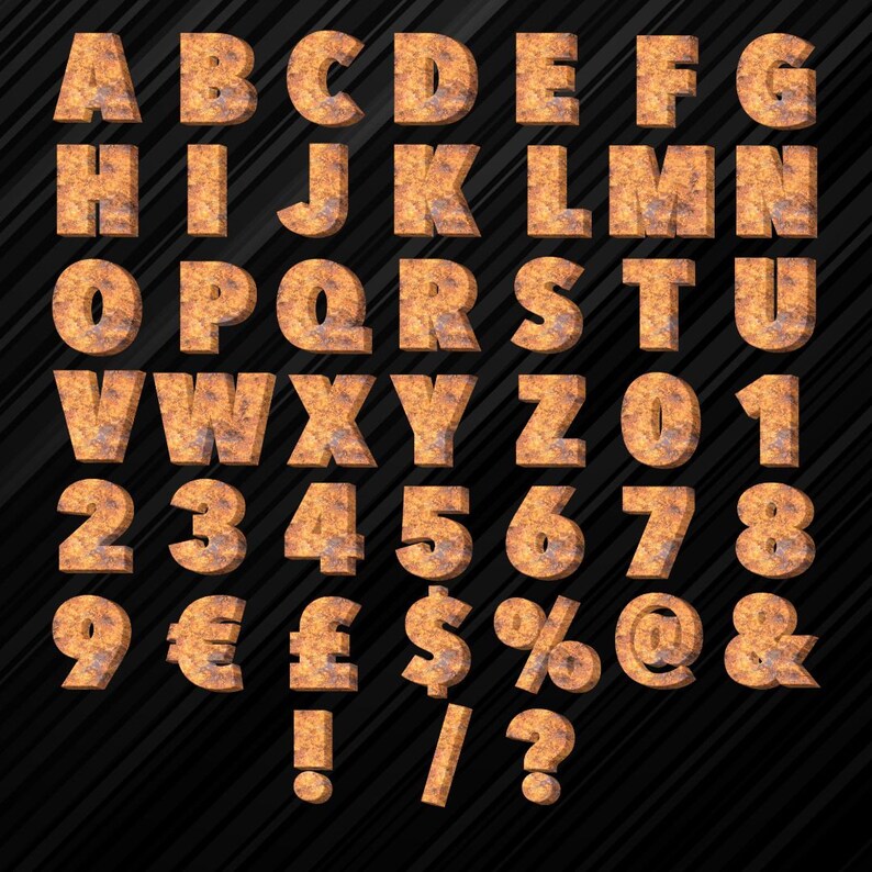 Rusted Alphabet Letters Set, Rusty Metal 3D Banner Letters,rusty Metal ...