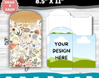 Mini Envelope in Psd,AI,Eps,Png,Jpg,Svg And  Canva Format,Customizable Seed Envelope Template,Gardening Envelope Design,Seed Packet Template
