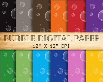 Bubbles Digital Scrapbooking Paper-Bubbles Digital Paper-Rainbow Scrapbook Paper - Water Bubble Pattern-Instant Download - Uso Comercial