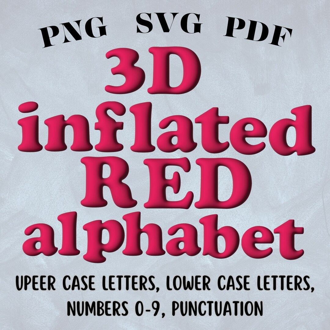 3D Inflated Red Alphabet Letters, 3D Sublimation Puffy Alphabet Letters ...