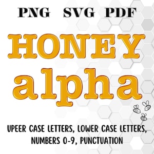 Gele alfabetletters en cijfers PNG, honing lettertype Svg, vloeibaar geel alfabet Clip Art Set, gele honing SVG-lettertype voor commercieel gebruik