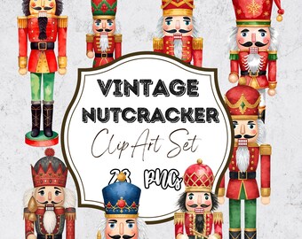 Vintage Nutcracker Clipart Set | Retro Christmas PNGs | Classic Holiday Illustrations | Instant Digital Download