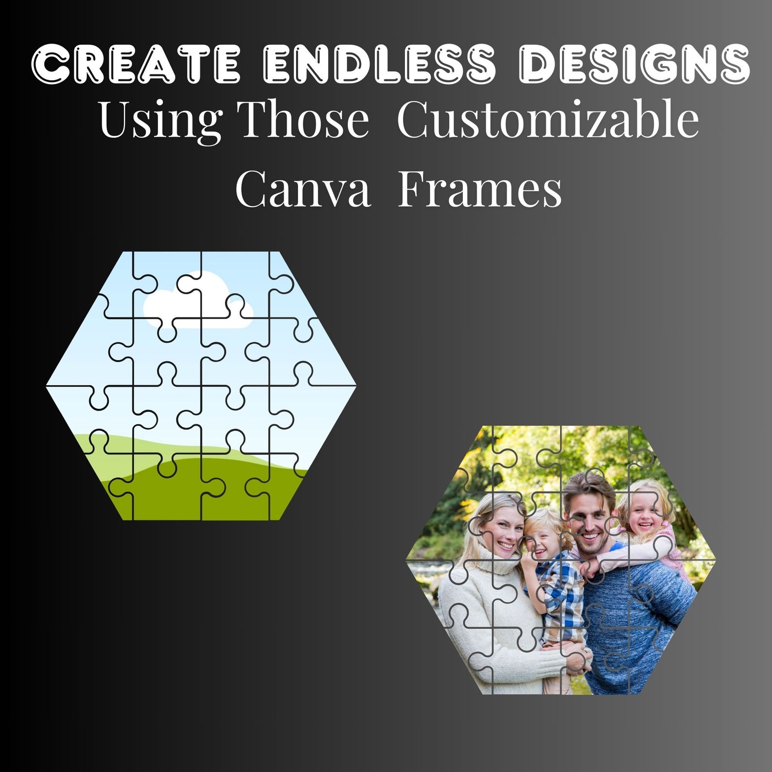 Design Your Own Puzzle Editable Canva Frame Template Heart Photo