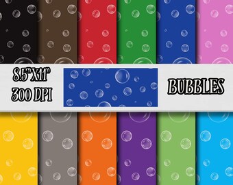 Bubbles Digital Scrapbooking Paper 8.5 X 11 Inches - Bubbles Digital Paper - Rainbow Scrapbook Paper - Instant Download - Commercial Use