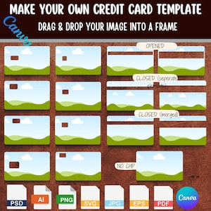 Plantilla de diseño para tarjeta de crédito / Diseño para tarjeta de débito SVG / Adhesivo editable de Canva / Plantilla para tarjeta / Diseño para tarjeta imprimible / Diseño para tarjeta de crédito DIY