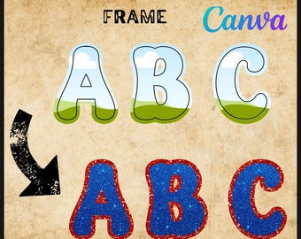 Design Your Own Canva Double Letters, Canva Frame Template,Drag&Drop Editable Letter  Frames, Unique Gift Idea, DIY Personalized Gift