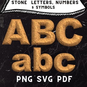 Steen alfabetletters en cijfers PNG, Rock lettertype Svg, steen patroon alfabet Clip Art Set, steen textuur alfabet Letters Png- en Svg-indeling