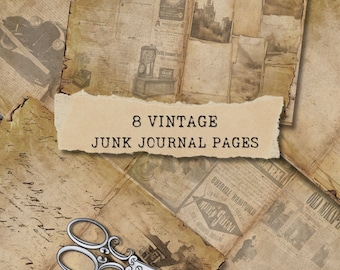 Vintage ongewenste dagboekpagina's, oud papier, neutraal papier, oude krant, handschrift, pagina's voor tijdschriften, plakboekpapier, bundel