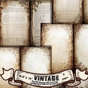 Pages de journal indésirable vintage, kit de scrapbooking vintage, kit de journal indésirable vintage, fournitures de journal d'art, papier artisanal, Illustration imprimable vintage