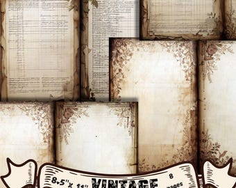 Vintage Junk Journal Pages,Vintage Scrapbook Kit, Vintage Junk Journal Kit,Art Journal Supplies,Craft Paper,Vintage Printable Illustration