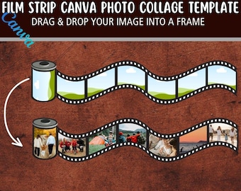 Film Strip Canva Template | Photo Collage Frames | Canva Photo Collage Template | Drag And Drop Frames | Memory Collage |Social Media Design