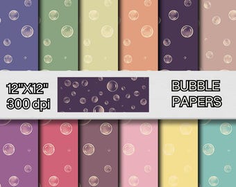 Papel digital con burbujas, papel digital con patrón de burbujas de jabón, burbujas digitales, fondo pastel, colores retro, descarga instantánea