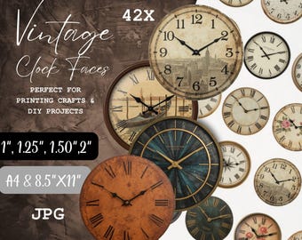 Antique Clock Face Printables | 1”-2” JPG Collage Sheets for Junk Journals & Scrapbooking