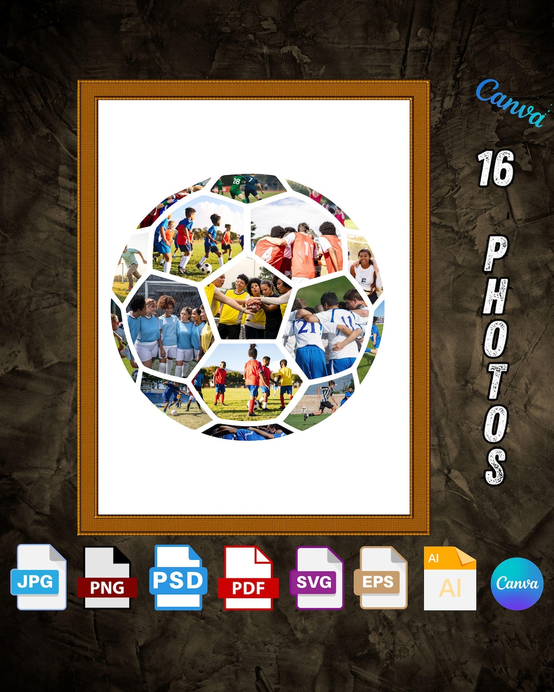 Football Photo Collage Template | Canva, Jpg, Png, Psd, Pdf, Eps, Ai ...