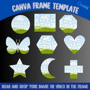 Design Your Own  Puzzle Editable Canva Frame Template, Heart Photo Collage, Drag&Drop Editable  Canva Frames,  Sublimation Puzzle Design