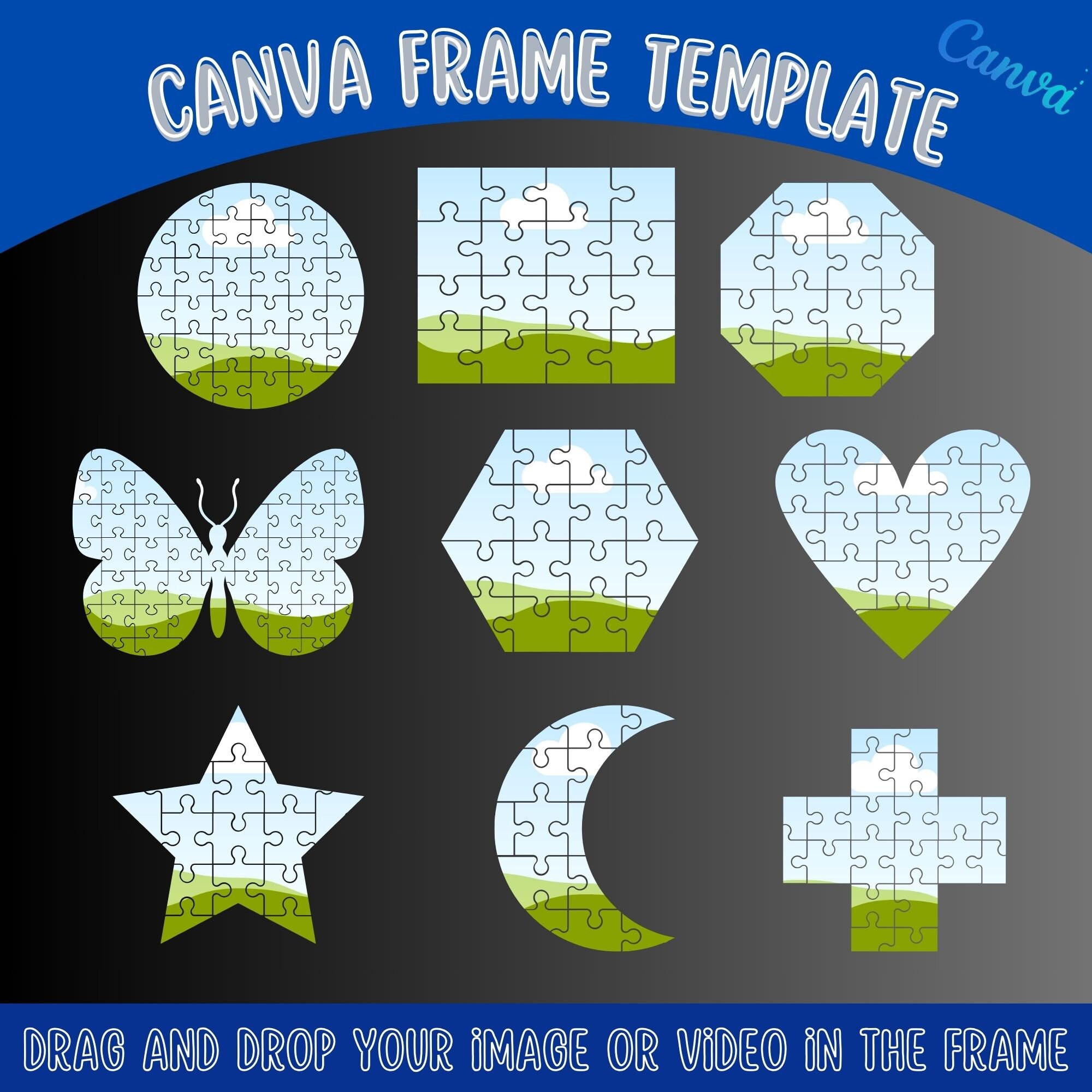 Design Your Own Puzzle Editable Canva Frame Template Heart Photo Design Your Own Puzzle Editable Canva Frame Template Heart Photo