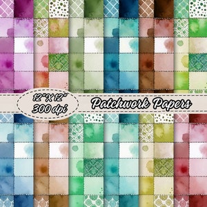Patchwork Fabric Paper Pack, Patchwork Pattern Digital Scrapbooking papers, Patchwork Printable Digital Papers, Paper Craft, Junk Journaling