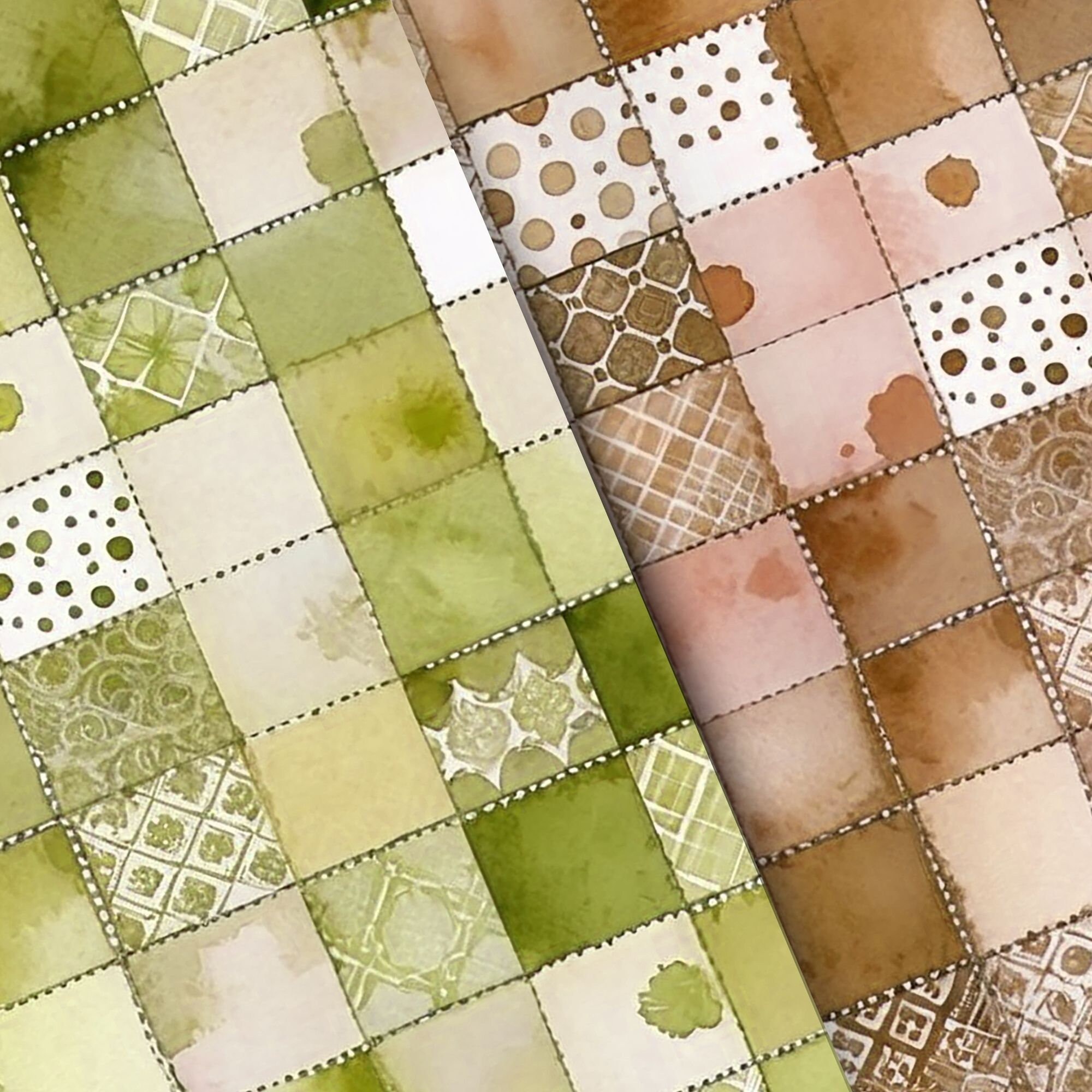 Patchwork Fabric Paper Pack, Patchwork Pattern Digital Scrapbooking ...