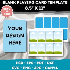 Modello di cornice per carte da gioco vuote Canva, modello SVG per carte da gioco, modello di carta da poker modificabile con trascinamento della selezione, modello Canva per carte collezionabili fai da te