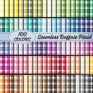 100 Buffalo Plaid Digital Papers,Gingham Pattern Printable Scrapbooking Papers,Printable Digital Papers,Seamless Tartan Texture Backgrounds