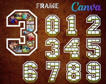 Canva用スポーツナンバーフォトコラージュテンプレート（デジタルダウンロード）