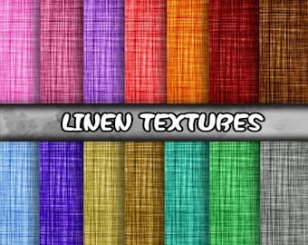 Leinen Digital Paper Pack, Bunte Leinen Textur digitale Hintergrund, Leinen Textur Scrapbooking Papier - Sofortiger Download