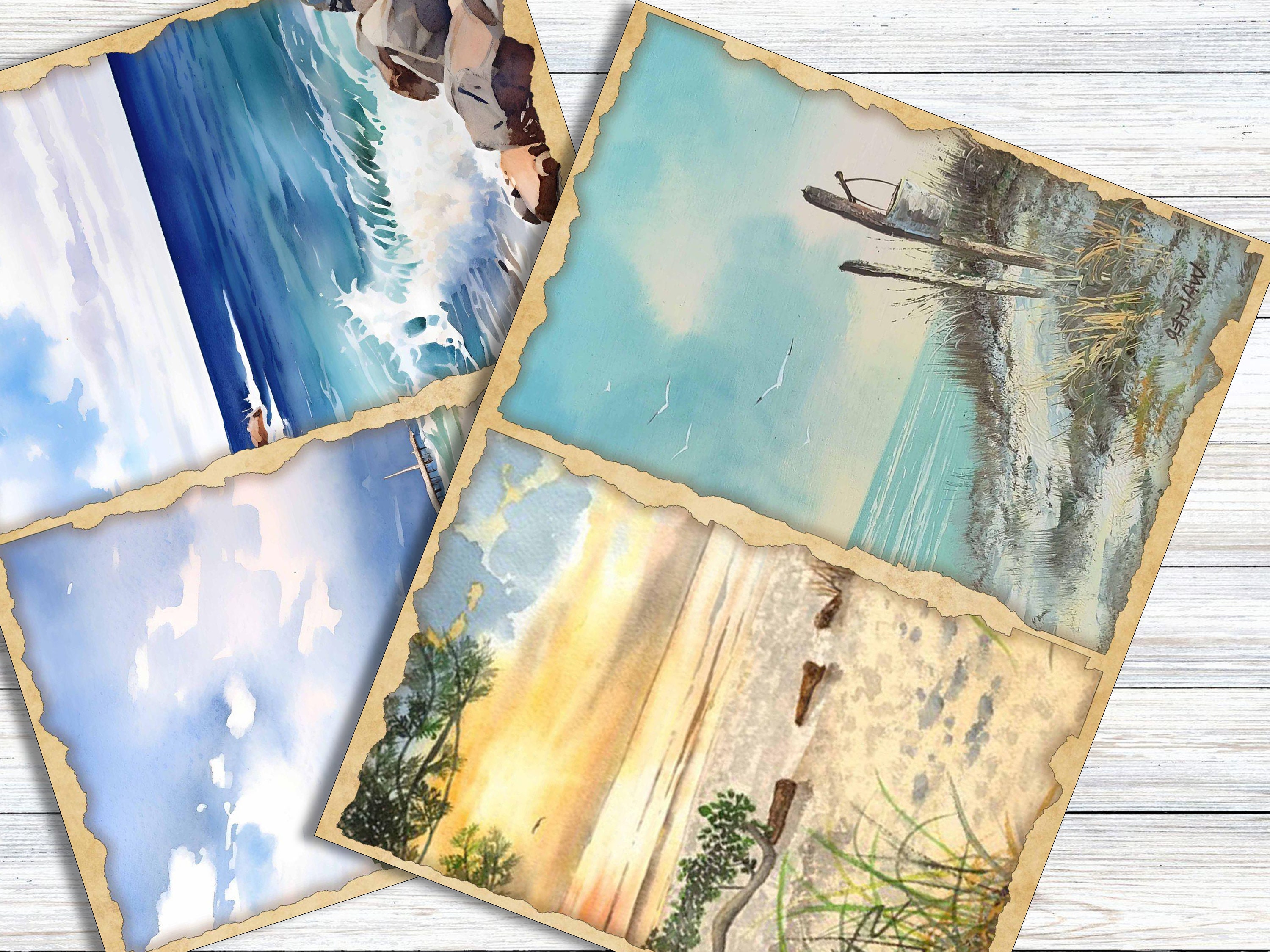 Vintage Beach Junk Journal Pages, Digital Beach Themed Scrapbook Paper ...