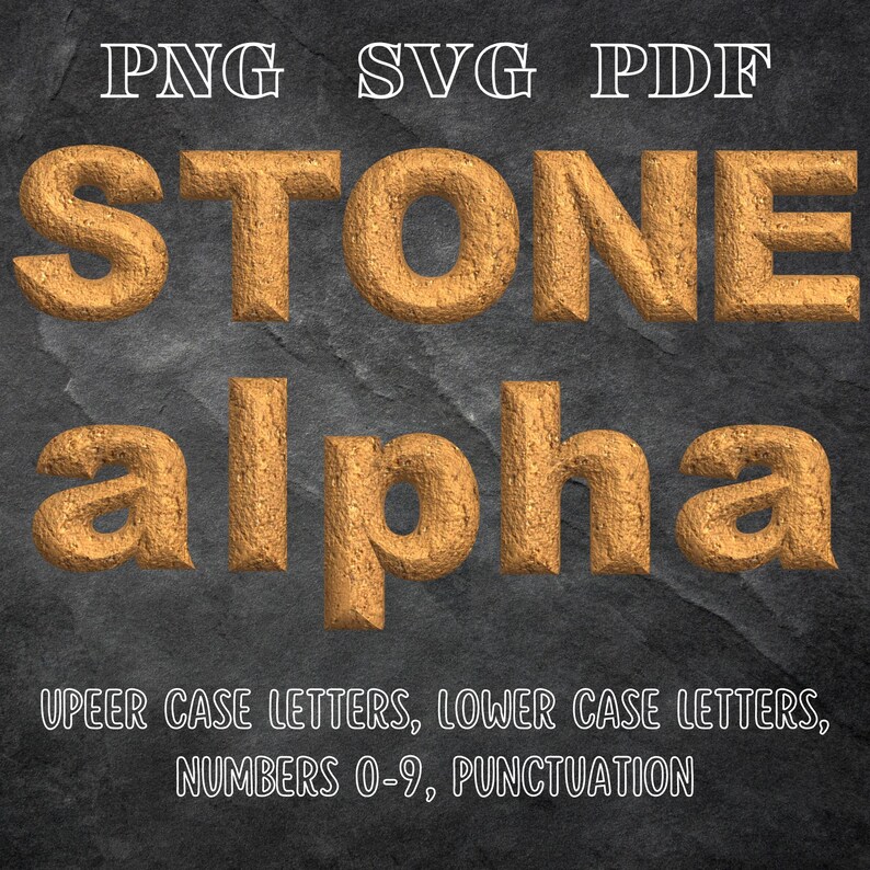 Letras y números del alfabeto de piedra PNG fuente de roca - Etsy México