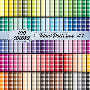 100 Colourful Seamless Plaid Pattern Digital Papers,Gingham Printable Scrapbooking Paper,Printable Digital Papers,Tartan Texture Background